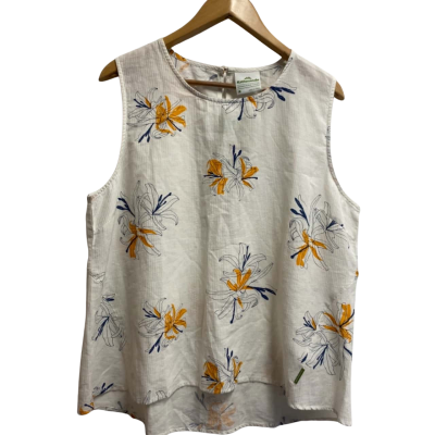 Kathmandu Womens  Size 18 Sleeveless Top White / Blue/ Orange