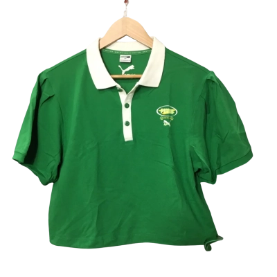 Puma Womens  Size L Cropped Polo Shirt Green 