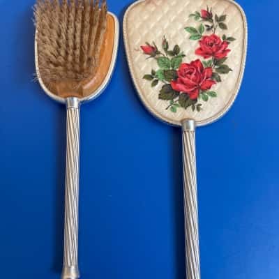 VINTAGE MADE IN ENGLAND - Matching Mirror & Brush set 