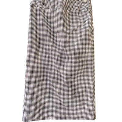 Review Size 6 Pencil Skirt Brown /  Navy Blue /  Checked