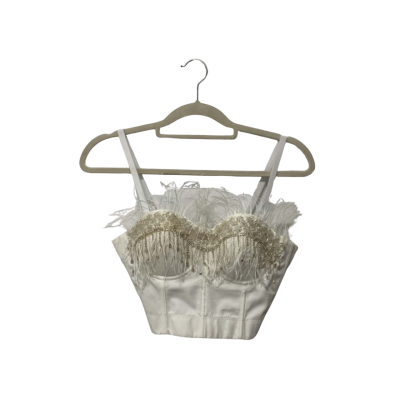 Shein Womens Pearl and Feather Corset Size S White 