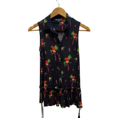 French Connection Womens  Size 6 Black Parrot Top 