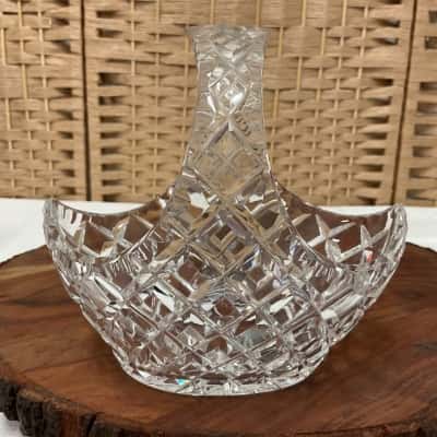 Stunning Vintage Diamond Cut Display Basket Scalloped Edge Flowers Gift Wedding Mum Birthday Hightea 