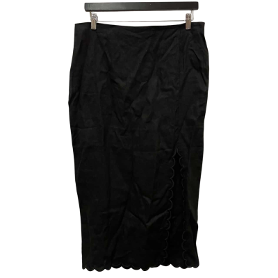 Seed Heritage Black Linen Scalloped Hem Skirt Size 16
