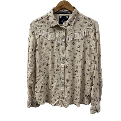 Superdry Womens Size 12 Button Up Top Beige 
