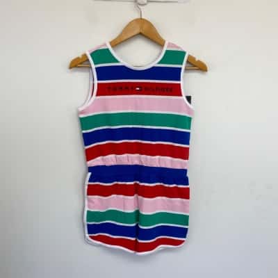 Tommy Hilfiger Classic Blue Green Stripe Stella Knit Romper  Size 12 / 14