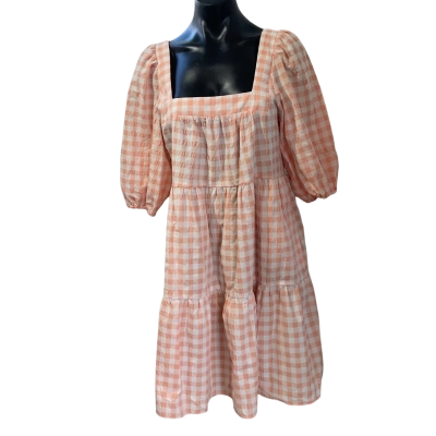 Just Jeans Womens  Size 10 Babydoll Dress Checked / Orange / White 