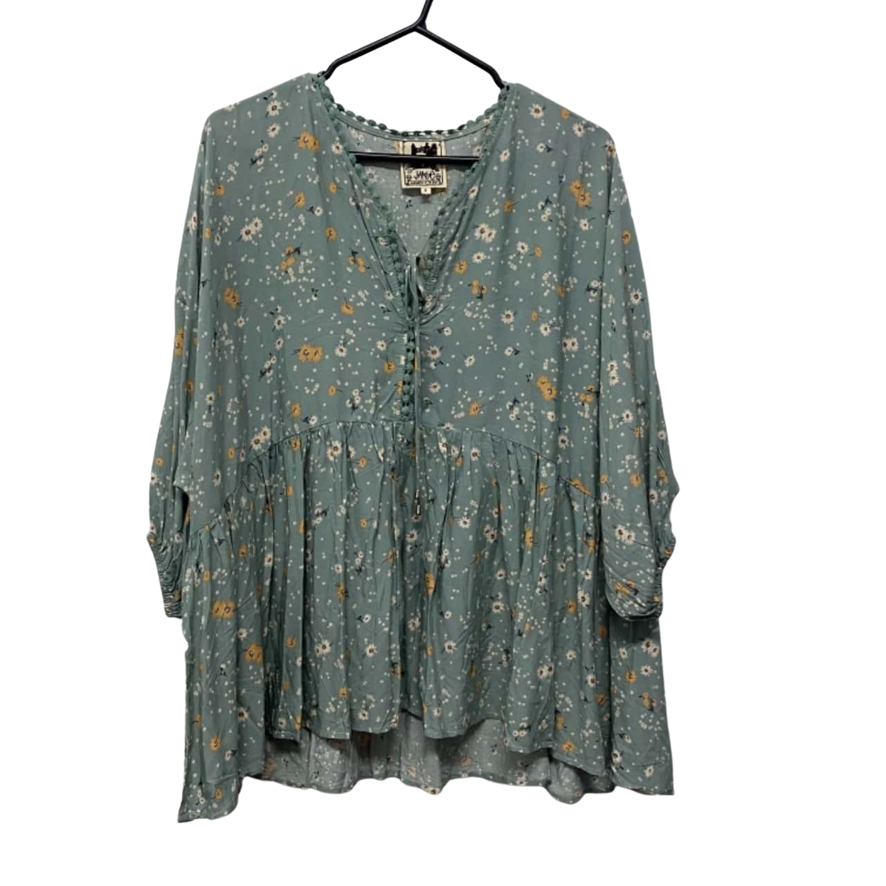 Jaase Womens Size S Floral Tops Floral / Green (s)