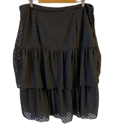 Liz Jordan Womens Size 18 Jacquard Spot Tiered Skirt Black  