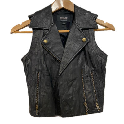Oxford Womens Size 6 Black Leather Vest