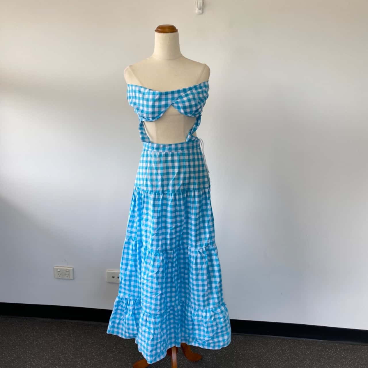 dress blue army Fables Shirred Maxi Dress Blue Gingham main image 0