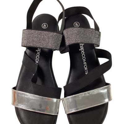 BNWT, Taking Shape, Women Sandal, Size 40, Black & Silver 