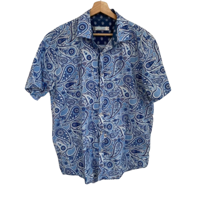 Jimmy Stuart Mens  Size XL Short Sleeve Shirt Blue / Pattern / White 