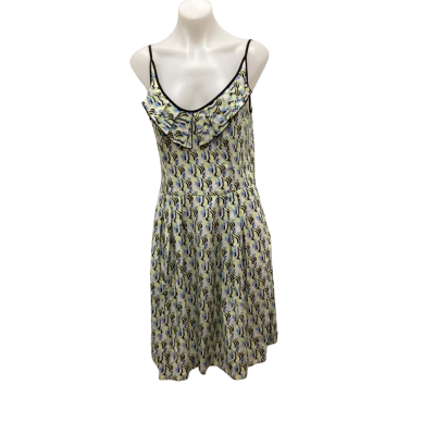 Cue Womens  Size 10 Midi Dress Black  / Cream / Green Original RRP $175