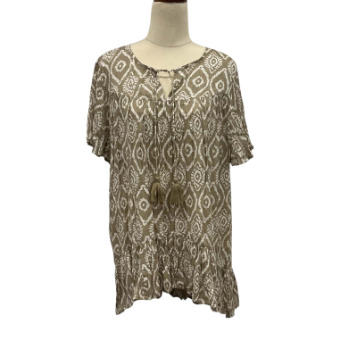 Fella Hamilton Womens Size M Blouse Beige / Pattern 