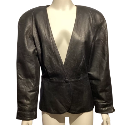 Dreske Somoff Womens  Size 12 Leather Jacket Black  