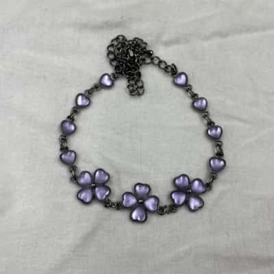 Black Metal Choker with Amethyst-like Stones.