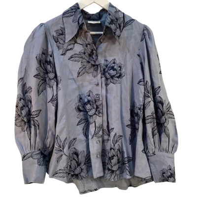 State of Embrace Womens Size 6 Linen Long Sleeve Shirt Blue 