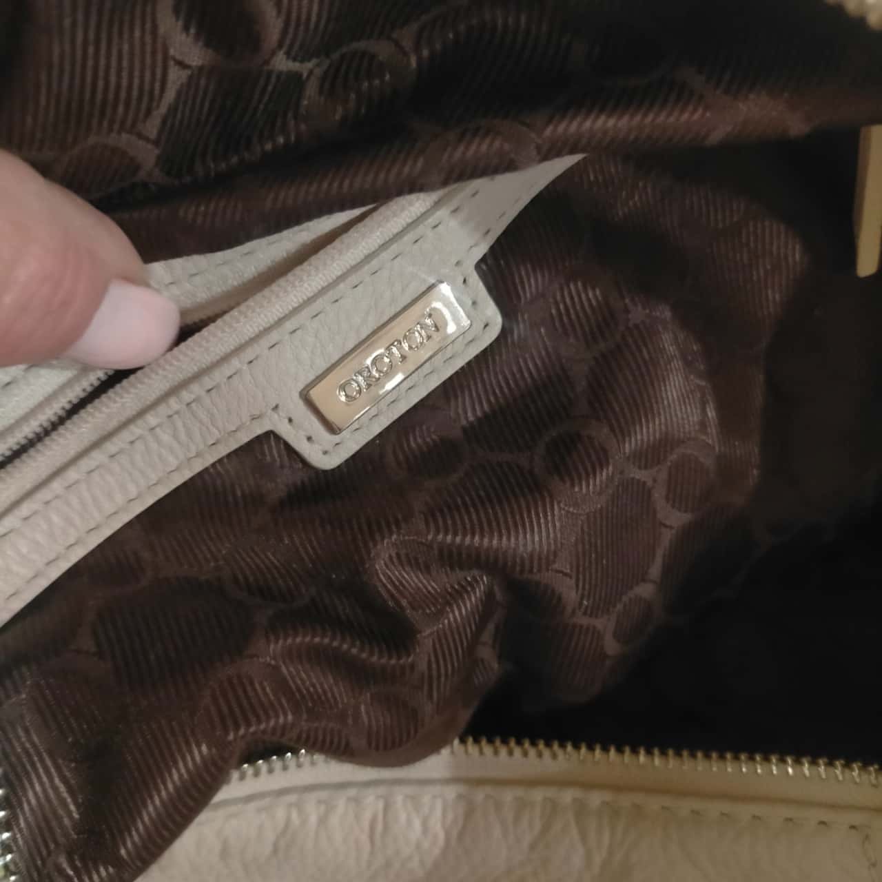 Oroton Large White Leather Slouch Bag VGUC(s)