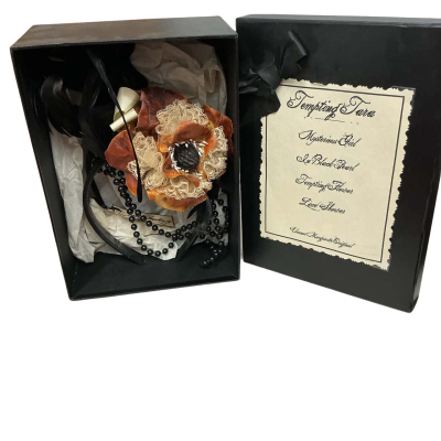 Women's   Eleanor Marguerite  Black & Burnt Orange Fascinator