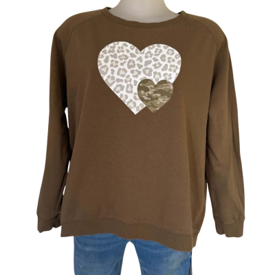 Stella + Gemma.   Crew Neck Sweater. Brown Tone Hearts.   Size 12 