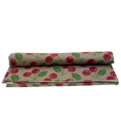 Cherries on Beige Cotton Mix Fabric 116 x 100 cm      FAB3