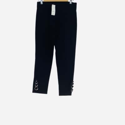 Rockmans - Black 7/8 Eyelet Tab Bengaline Pants (Size 10)