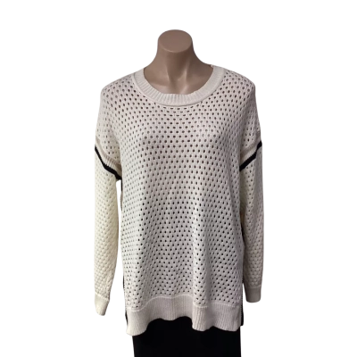 Hammock & Vine Womens Size S Cream Open Weave Knitted Crew Neck Jumper