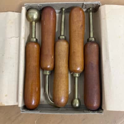Vintage brass millinery flower tools set 