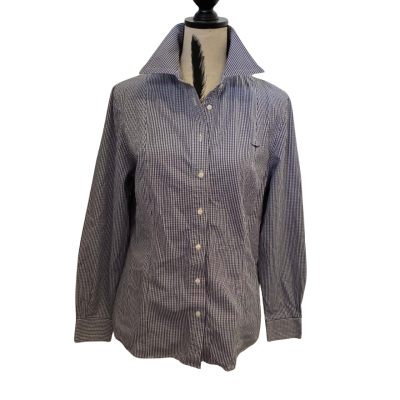 R.M. Williams Womens  Size 14 Long Sleeve Shirt Checked / Navy Blue / White 