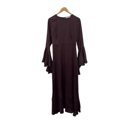 Lorraine Womens  Size 8 Long Sleeve Maxi Dress Brown 