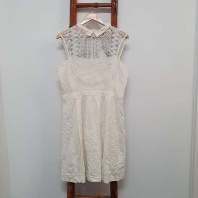 Oxford Women's Size 14 Alexa Lace Trim Dress Ivory - New With Tags