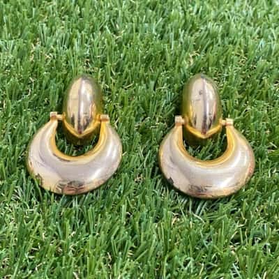  Womens Vintage Gold Tone Chunky Clip On Earrings