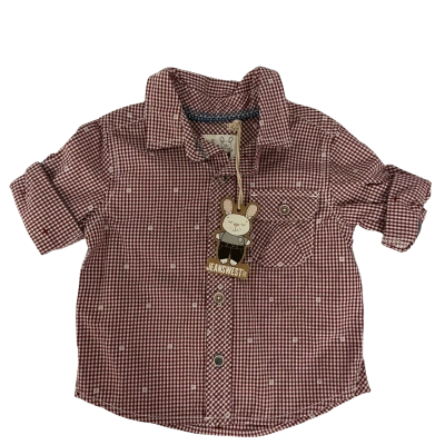 Jeanswest Kids Shirt in Rosewood Maroon colour Size 6 Months | Brand New
