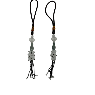 White Jade Car Charm With Cord 2 Pieces 