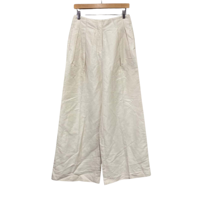Commonry  Womens  Size 8 Linen Blend Wide Leg Pants Cream 