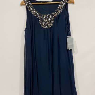 Zara Womens  Size S Sleeveless Dress  Navy Blue 