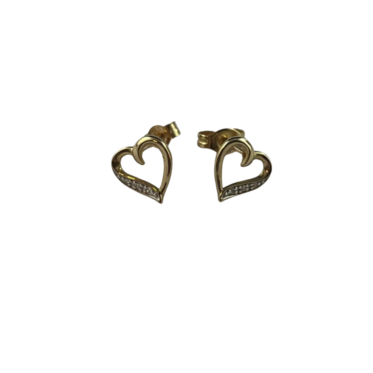 375 Gold Heart Stud Earrings with Diamond Stones(s)