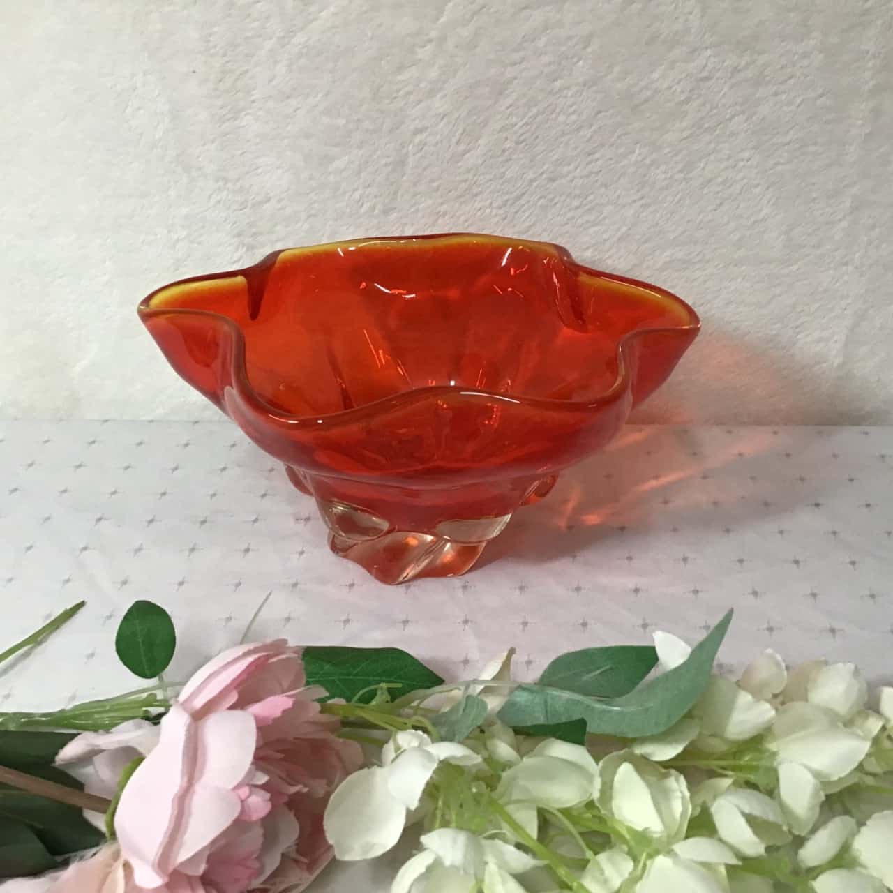 Large Orange Fluted Edge Glass Bowl(s)