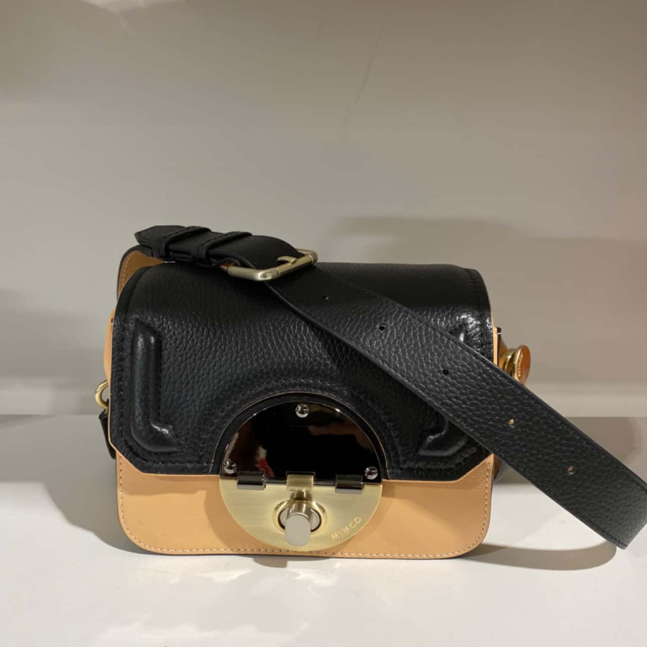 Mimco Womens Cross Body Bag Beige / Black