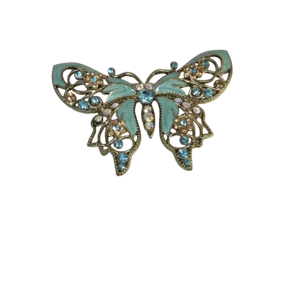  Vintage Avon Blue Patterned Butterfly Brooch Approx 7 x 5cm