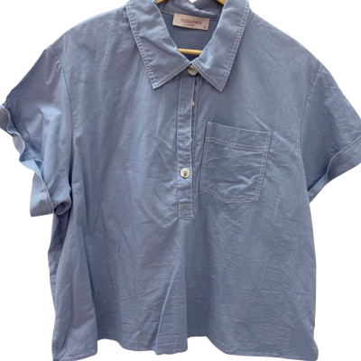 Serafina Womens  Size 18 Button Up Top / Short Sleeve Shirt Blue 