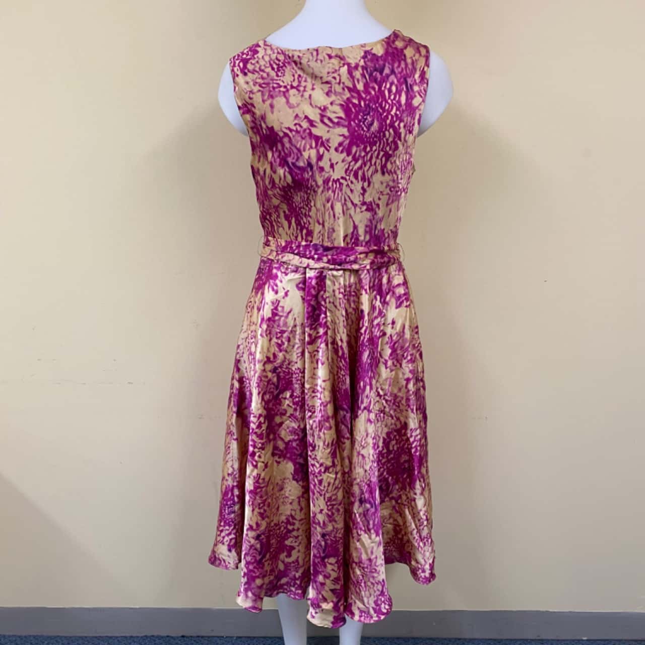 Charlie Brown Cowl Neck Size 14 Beige / Pink Silk Dress(s)