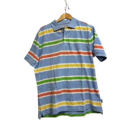 Gasman Mens Shirt Size L Blue / Burnt Orange / Green / Yellow 