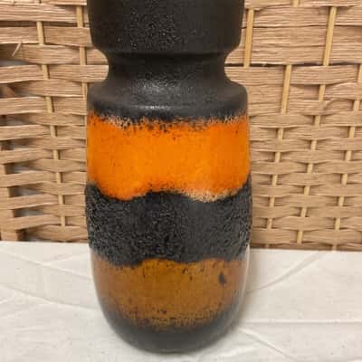 Vintage 1960’s West German Vase browns drip glazed larva pottery