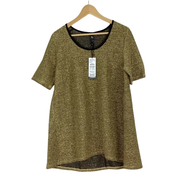 Taking Shape - Metallic Gold Foil Knit Top (Size 12)