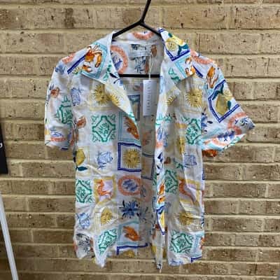 Seafolly Womens short sleeve atoll blue Size XS 