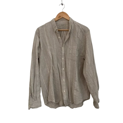 Industrie Mens  Size L Long Sleeve Shirt Beige / Grey 