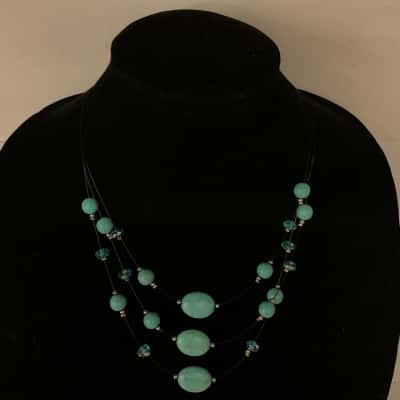  Women’s Multi-strand Turquoise & Faceted Crystal Necklace