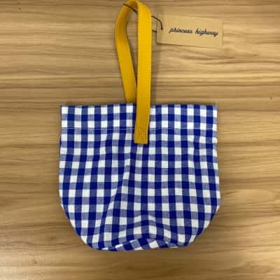 Princess Highway Womens Blue / White cotton ‘bucket’ bag